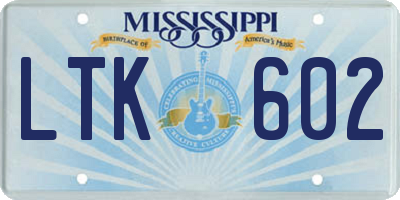 MS license plate LTK602