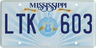 MS license plate LTK603