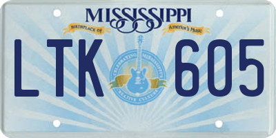 MS license plate LTK605