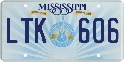 MS license plate LTK606