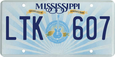 MS license plate LTK607