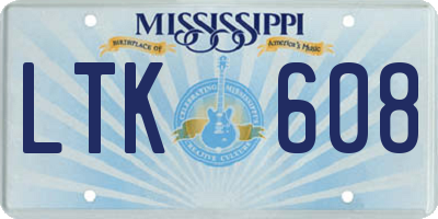 MS license plate LTK608