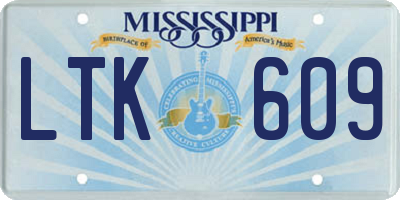 MS license plate LTK609