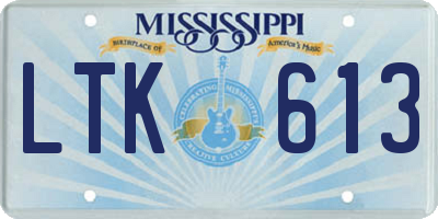 MS license plate LTK613