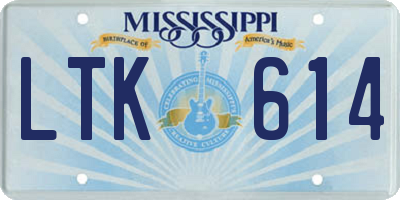 MS license plate LTK614