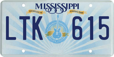 MS license plate LTK615