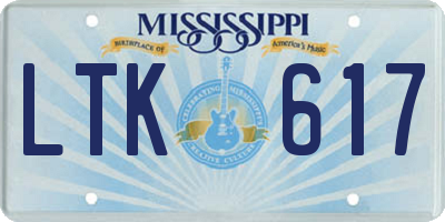 MS license plate LTK617