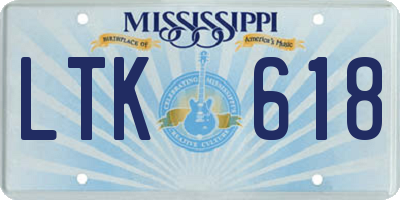 MS license plate LTK618
