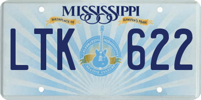 MS license plate LTK622