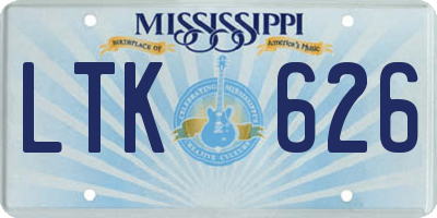 MS license plate LTK626