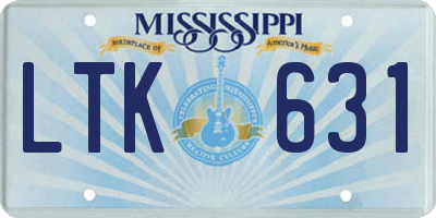 MS license plate LTK631