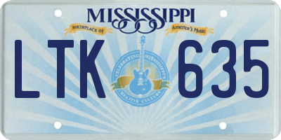 MS license plate LTK635