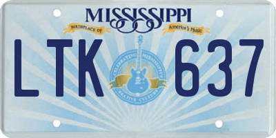 MS license plate LTK637