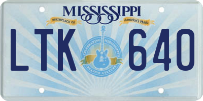MS license plate LTK640