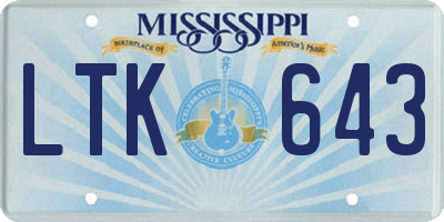 MS license plate LTK643