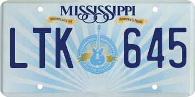 MS license plate LTK645