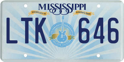 MS license plate LTK646