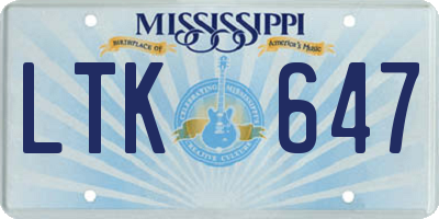 MS license plate LTK647
