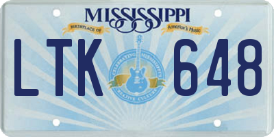 MS license plate LTK648