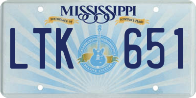 MS license plate LTK651