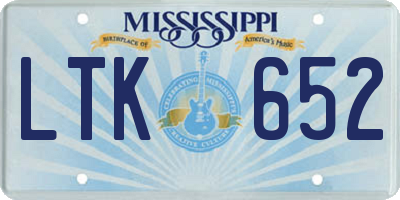 MS license plate LTK652