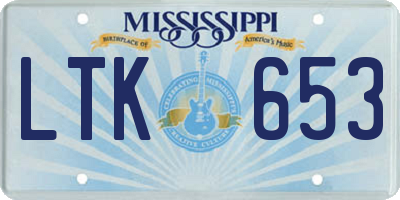 MS license plate LTK653