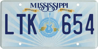 MS license plate LTK654
