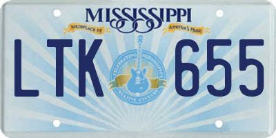 MS license plate LTK655