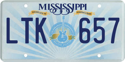 MS license plate LTK657