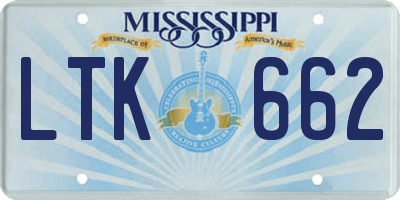 MS license plate LTK662