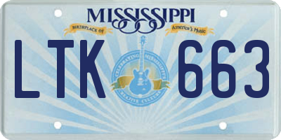 MS license plate LTK663