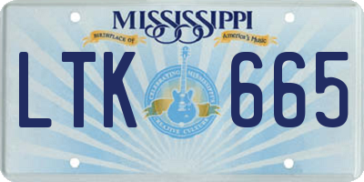 MS license plate LTK665