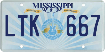 MS license plate LTK667