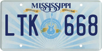 MS license plate LTK668