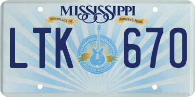 MS license plate LTK670
