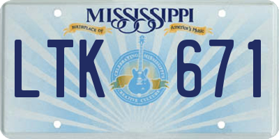 MS license plate LTK671