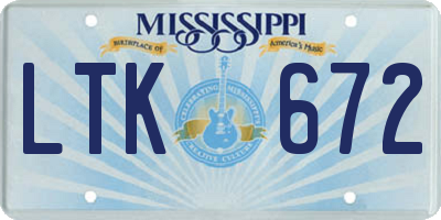 MS license plate LTK672