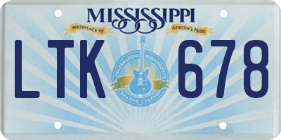 MS license plate LTK678