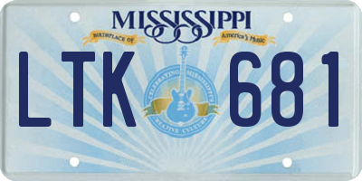 MS license plate LTK681
