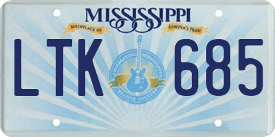 MS license plate LTK685