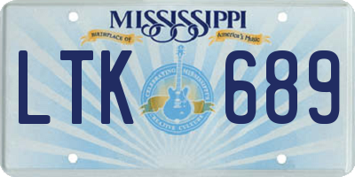 MS license plate LTK689