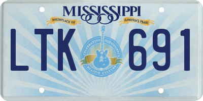MS license plate LTK691
