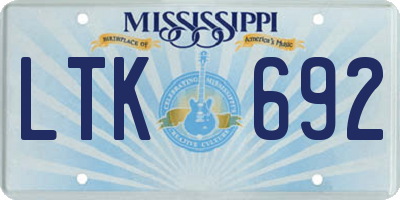 MS license plate LTK692