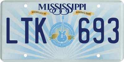 MS license plate LTK693