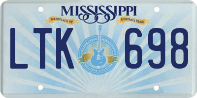 MS license plate LTK698