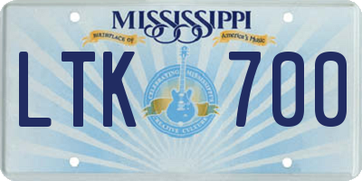 MS license plate LTK700