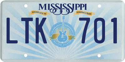 MS license plate LTK701
