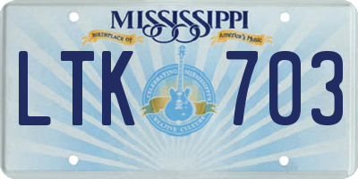 MS license plate LTK703