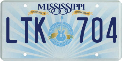MS license plate LTK704