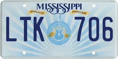 MS license plate LTK706
